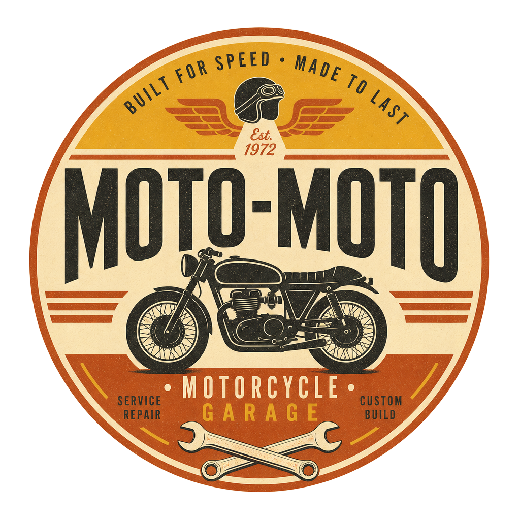 Moto-Moto motorcycle garage logo