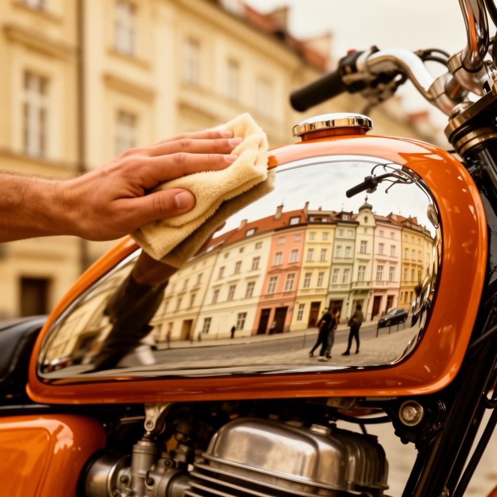 Premium motorcycle detailing close-up